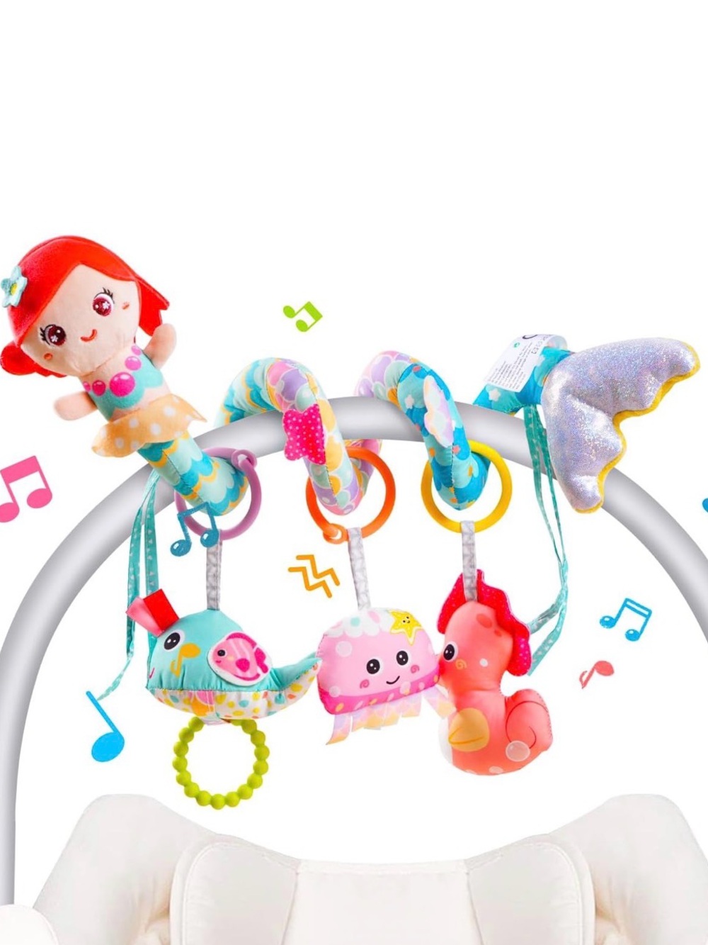 Baby Spiral Activity Toy Bar with Colorful Sea Creatures - Pink/Blue